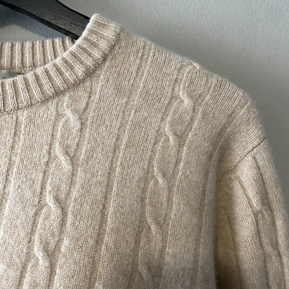 BERK Cashmere Lorne Cable "Linen" Colour 4-ply Sweater - Picture 7 of 12